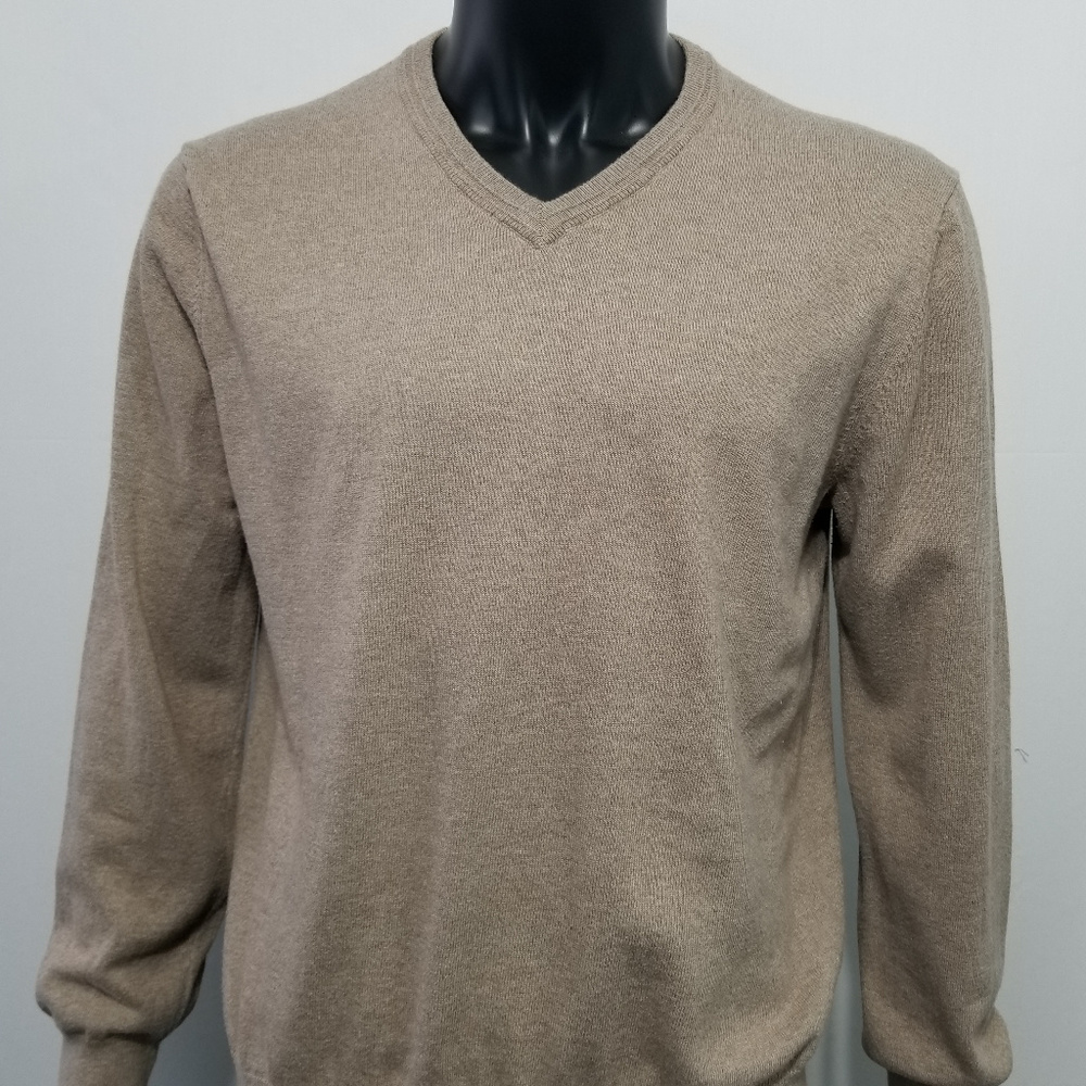 GAP Men's V-neck Beige Sweater Large  100% Cotton